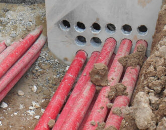 Conduit run by an underground electrical contractor